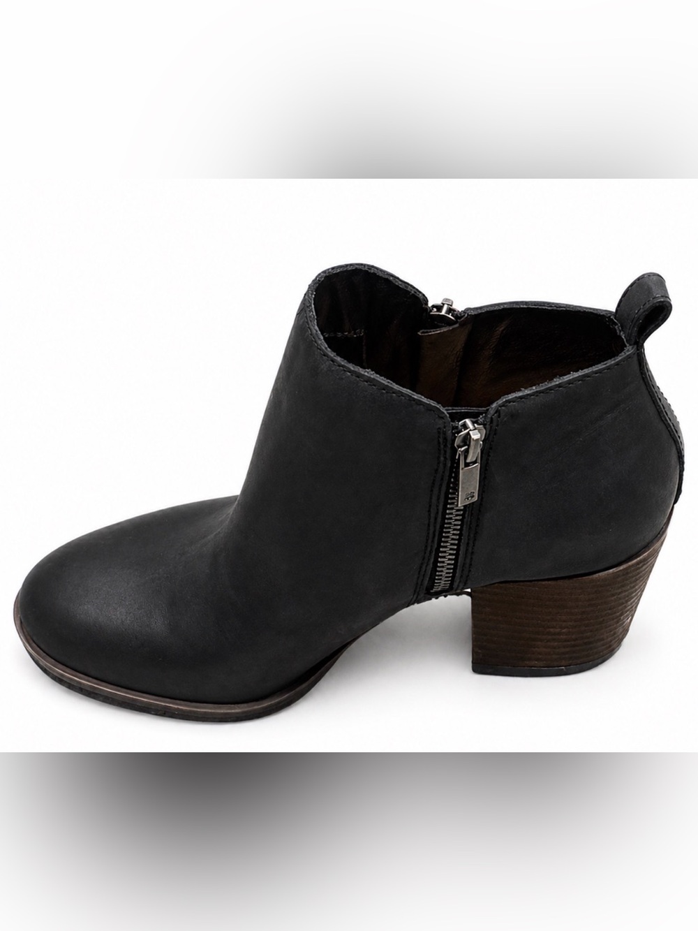Lucky Brand Basel Mid Black Leather Ankle Boots Size 9M